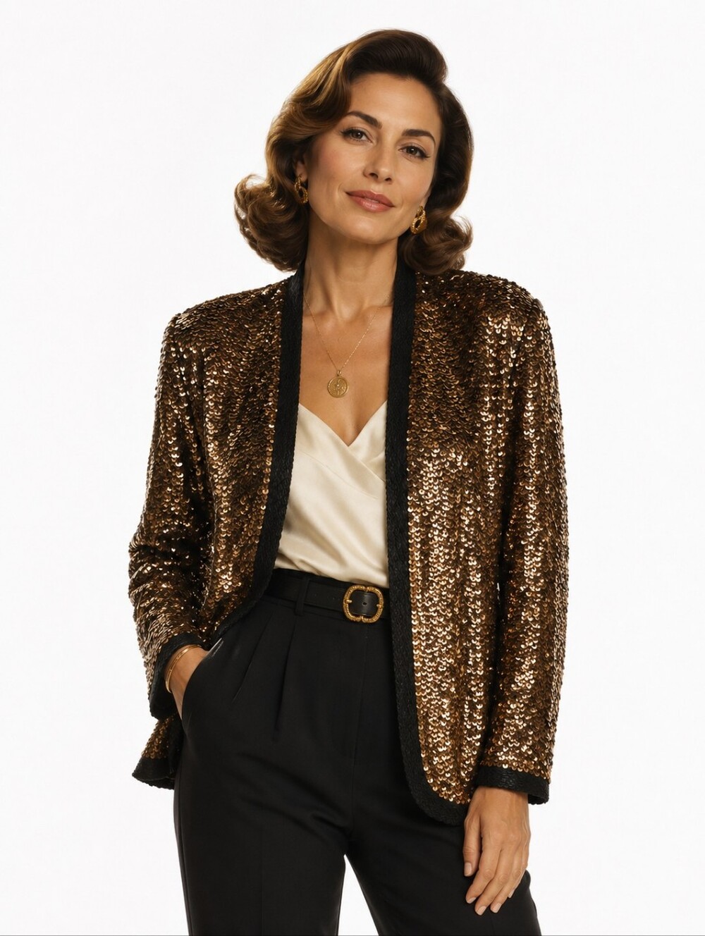 Vintage Medium Sequin Open-Front Jackp